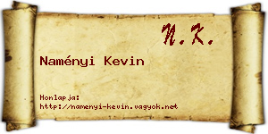 Naményi Kevin névjegykártya